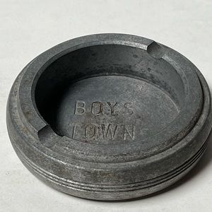 Vintage Ashtray Made at Boys Town Omaha Nebraska Aluminum 4.25” Round Americana